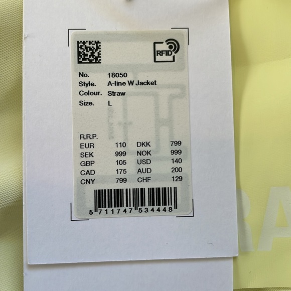 NWT | RAINS 18050 A-Line W Women's Rain Jacket Straw Yellow Size Large - Picture 4 of 5